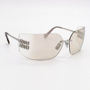 NEW MU54YS 1BC10F MIU MIU SILVER WOMEN SUNGLASSES MIU MIU MU 54YS WRAP EYEWEAR